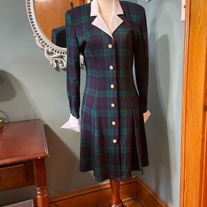 Vintage Plaid Long Sleeve Dress